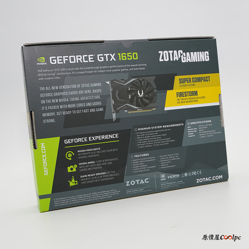 開箱】75W免插電、短小又精悍！Zotac GTX1650 GAMING OC 4GB顯示卡