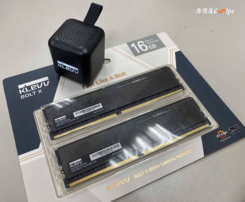 KLEVV轟天雷！高速雙通道BOLT X雷霆8GB x2 DDR4-3600免兩仟再送藍芽